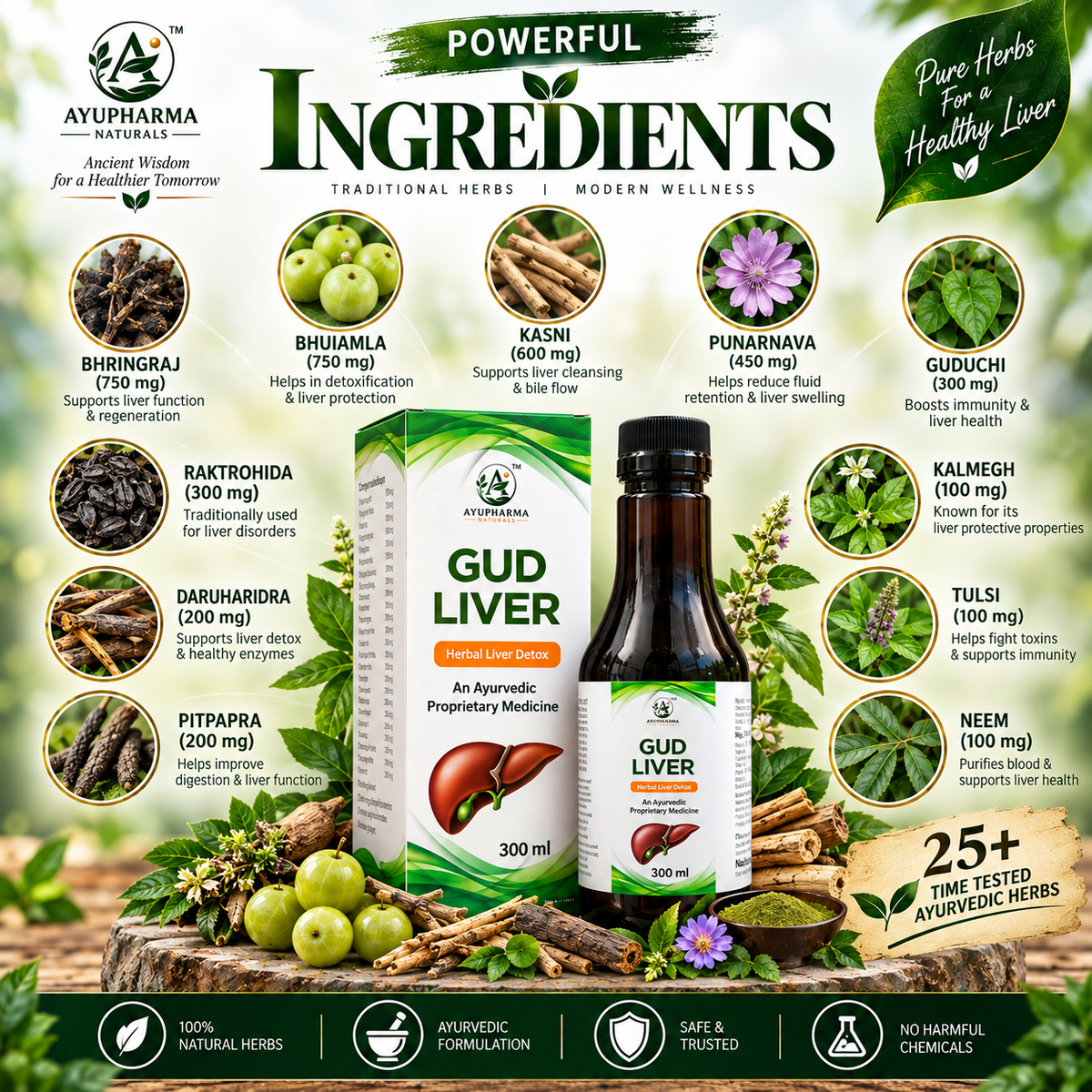 Ayupharma Naturals GUD LIVER – Ayurvedic Proprietary Medicine | 300 ml