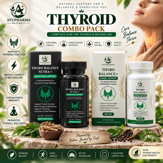 Ayupharma Naturals Thyroid COMBO Pack – Thyro Balance Nutra+ & Thyro Balance+ | 90 Capsules