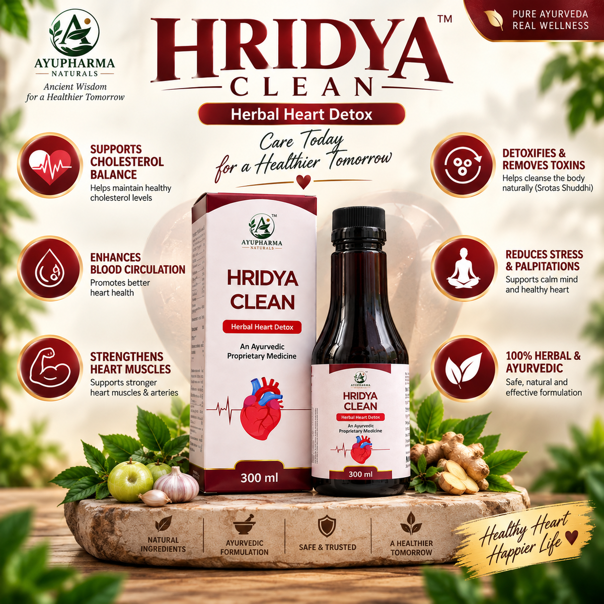 Ayupharma Naturals Hridaya Clean – Ayurvedic Proprietary Medicine | 300 ml