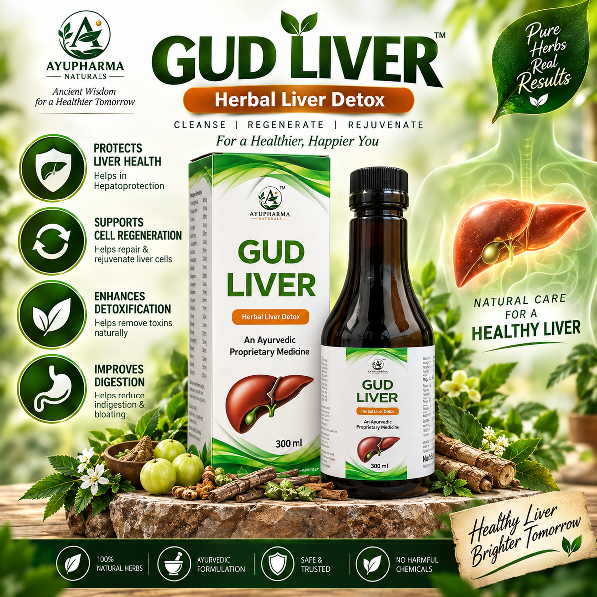Ayupharma Naturals GUD LIVER – Ayurvedic Proprietary Medicine | 300 ml