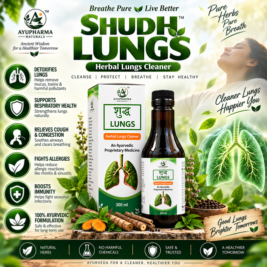 Ayupharma Naturals Shudh Lungs – Herbal Lungs Cleaner Ayurvedic Proprietary Medicine | 300 ml